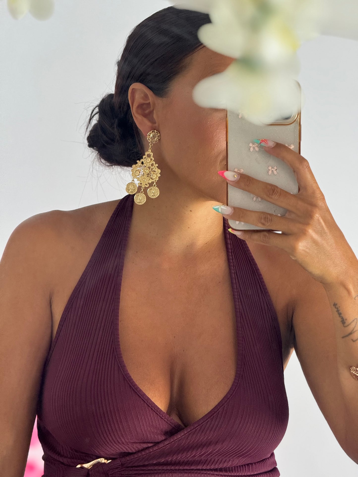 Pendientes monedas dorado