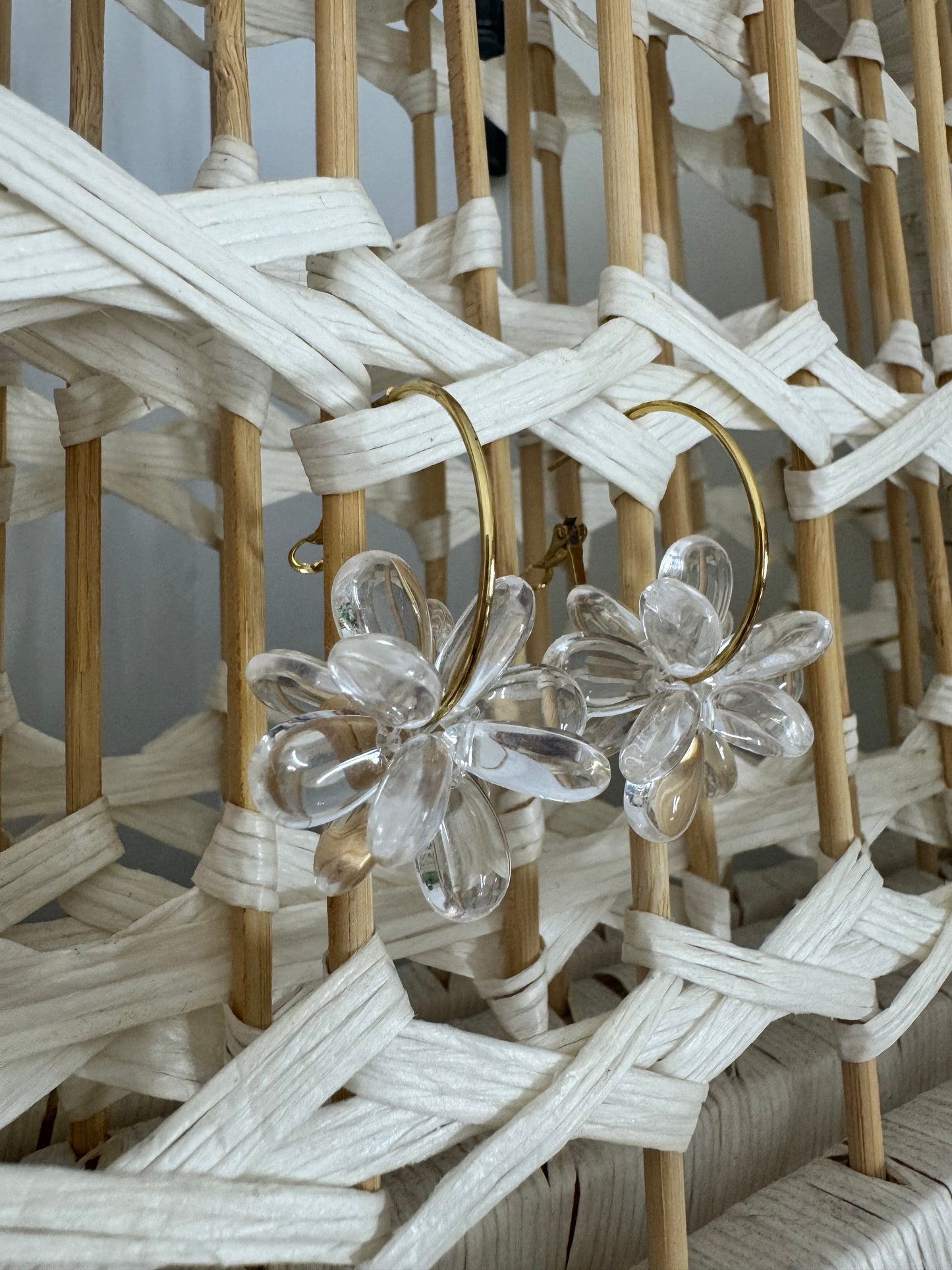 Pendientes flor transparente