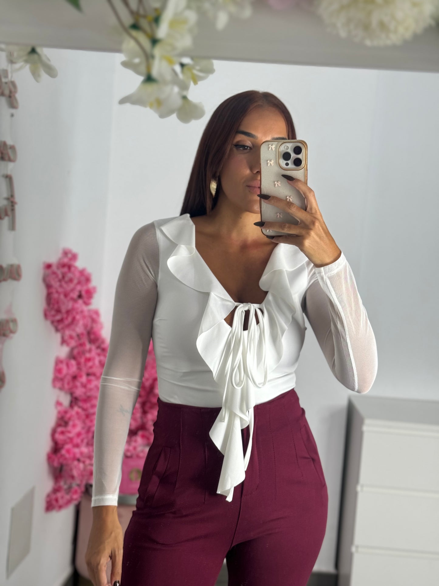Blusa blanco volantes