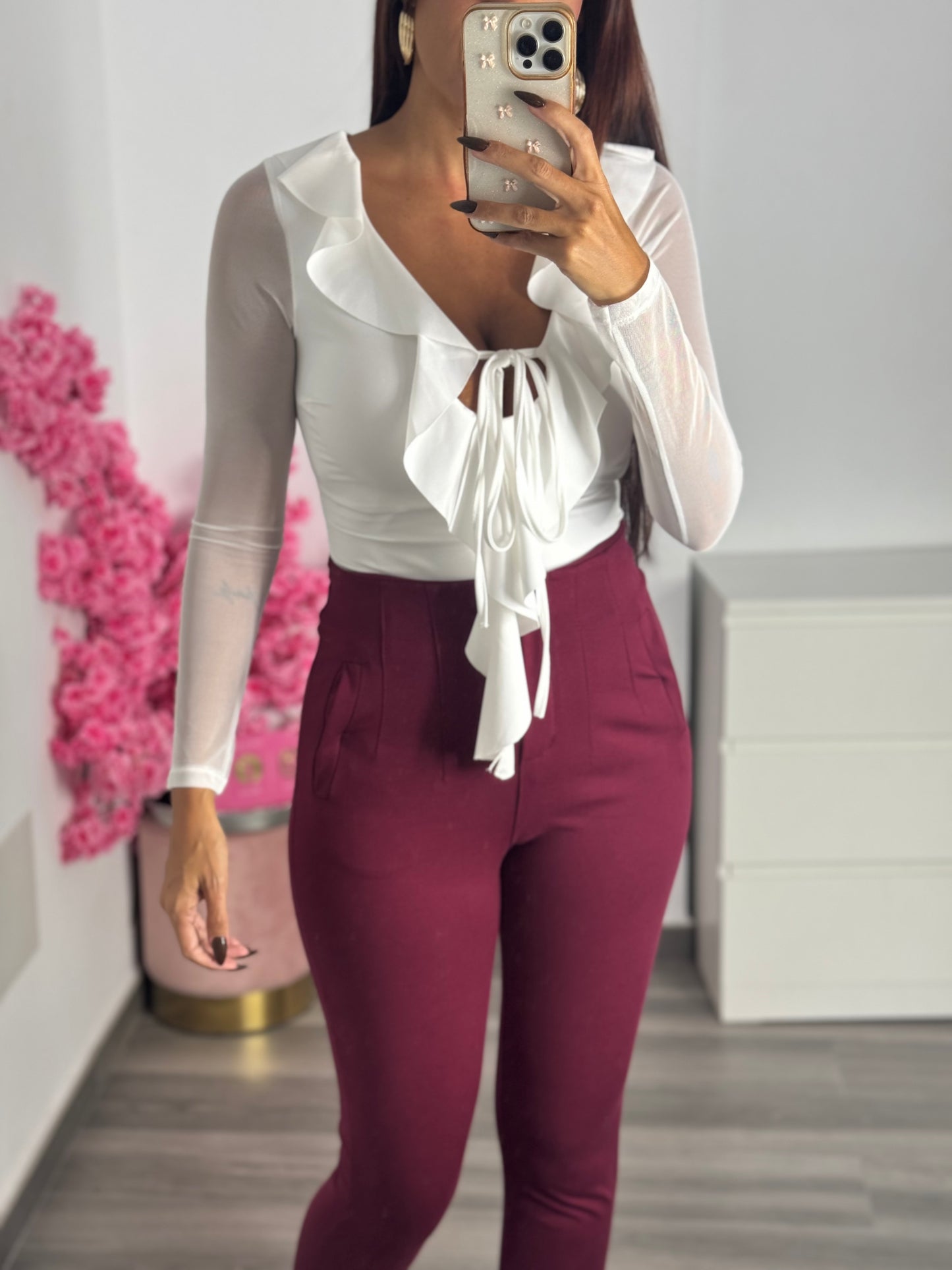 Blusa blanco volantes