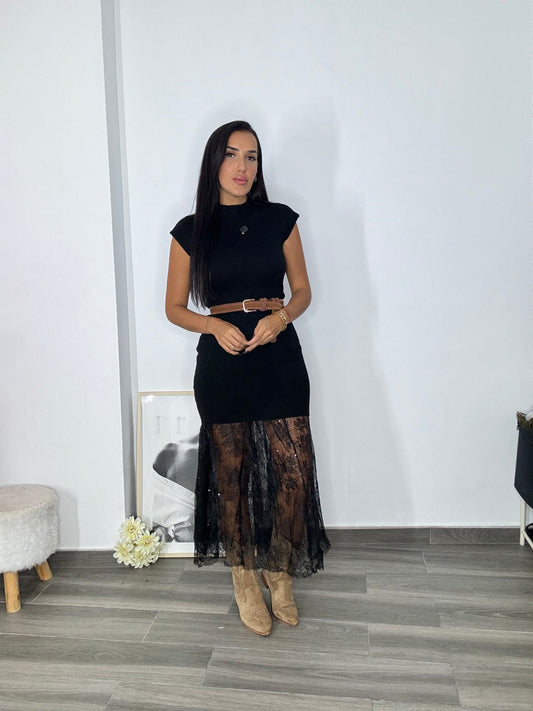 Falda lentejuela encaje