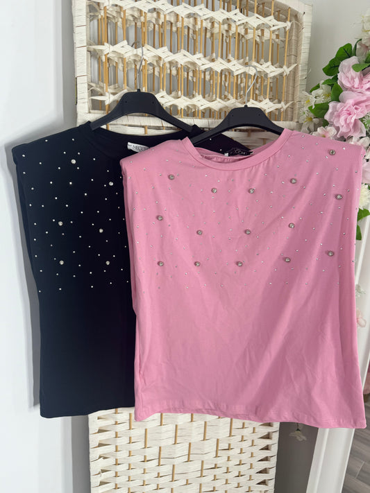 Camiseta tachas hombreras