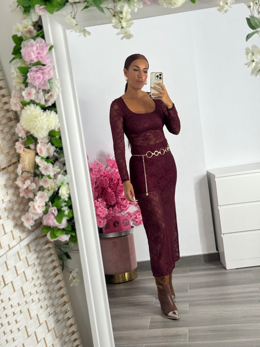 Conjunto lencero burdeos