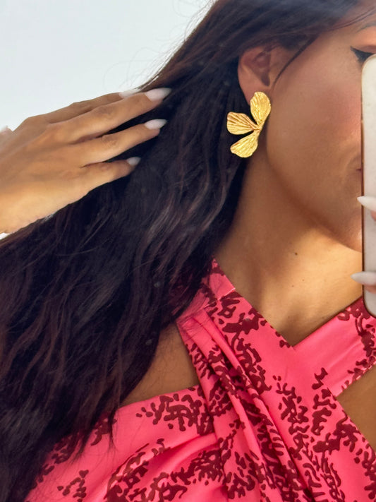 Pendientes hoja dorado