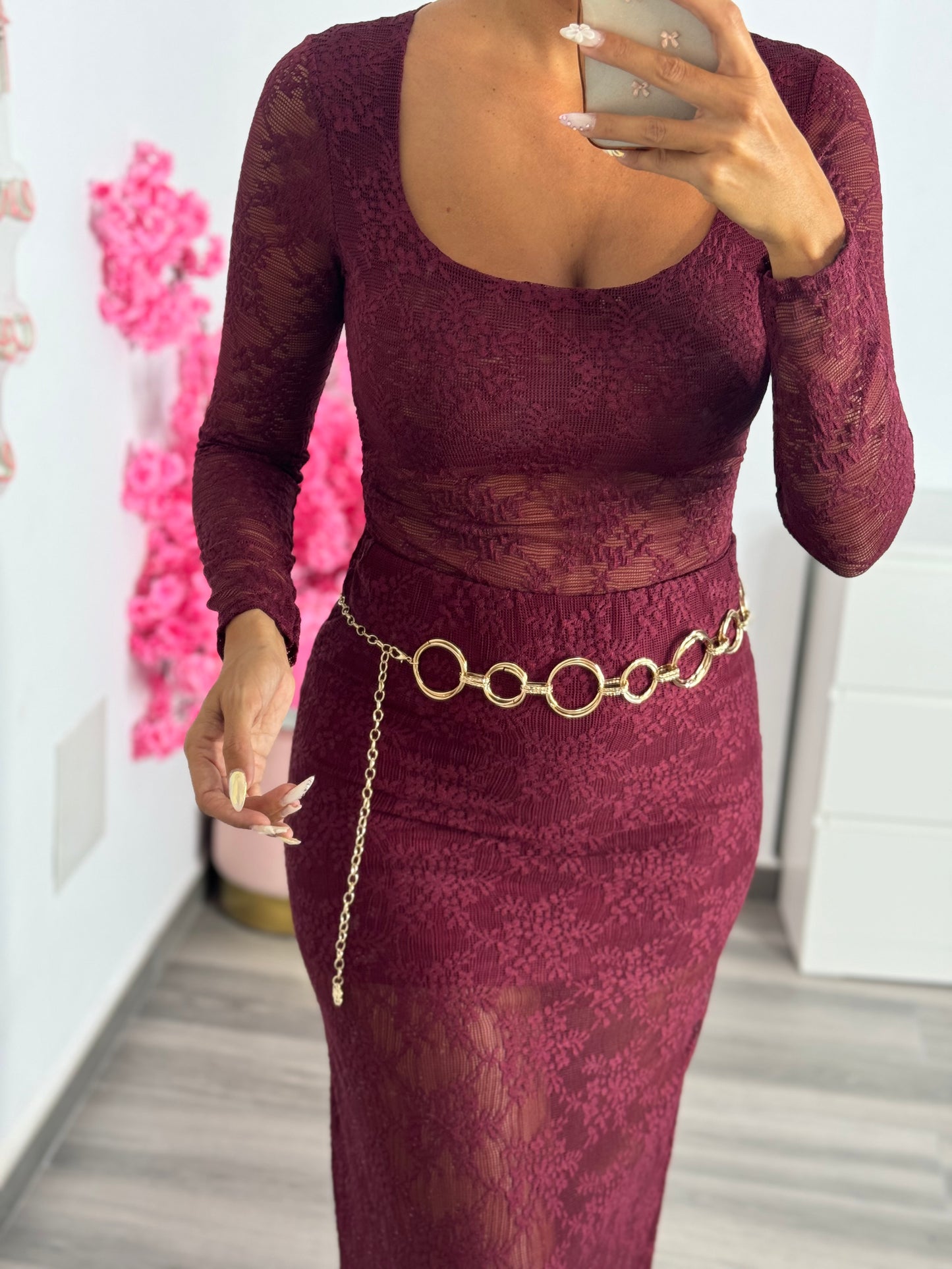 Conjunto lencero burdeos