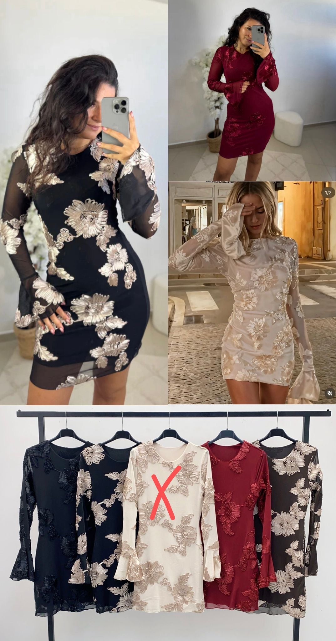 Vestido flores relieve