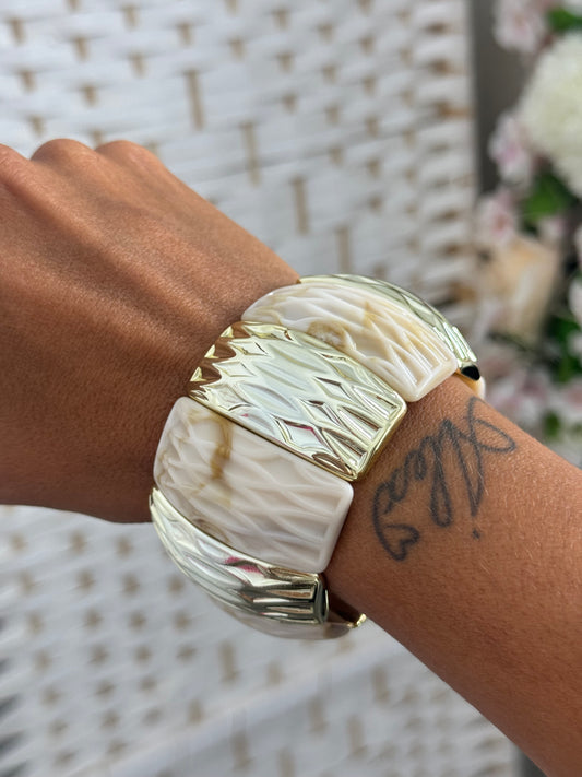 Pulsera elástica beige