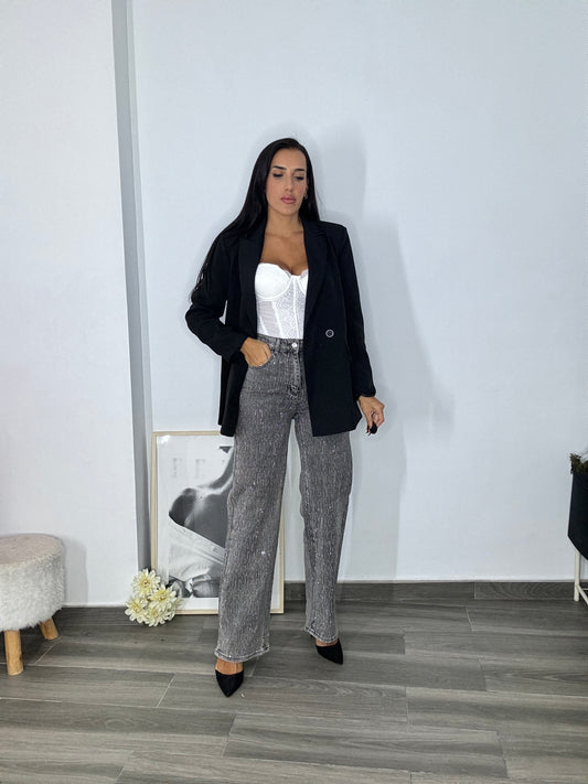 Jeans brillos gris