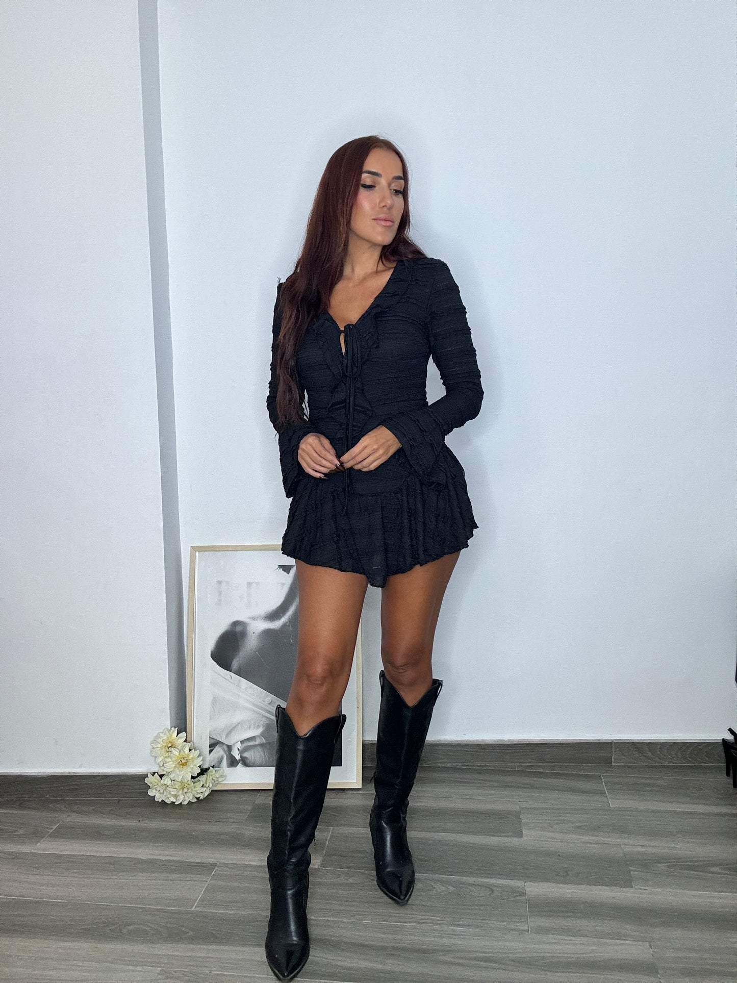 Vestido encaje volantes