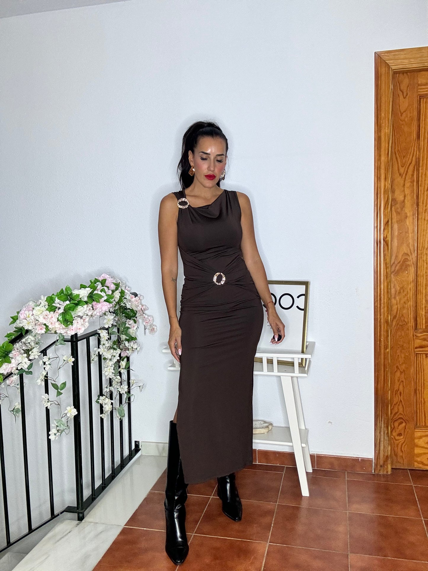 Vestido aro chocolate